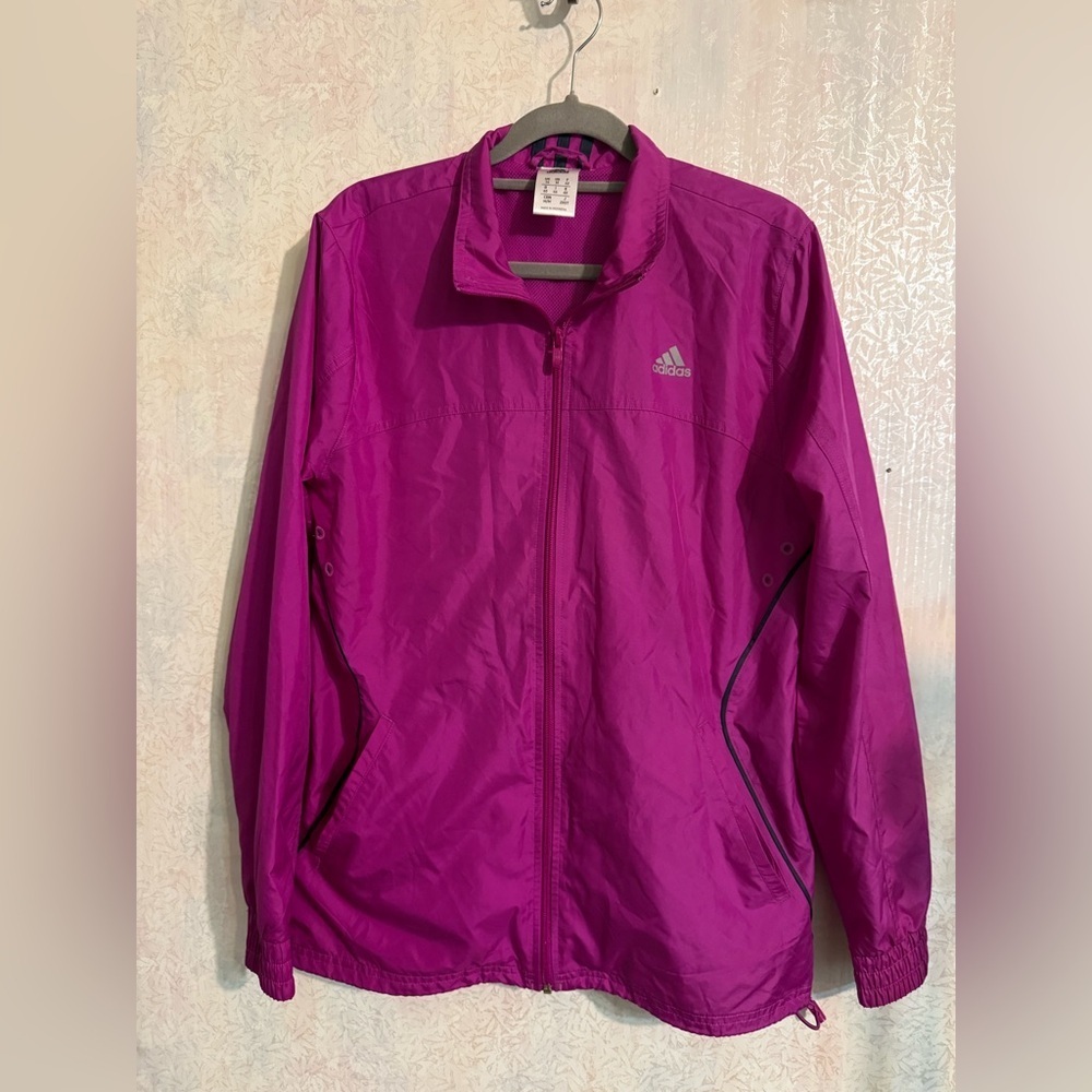 Adidas Women's Fuchsia Full-Zip Mesh Lined Vented Windbreaker Jacket Sz Med